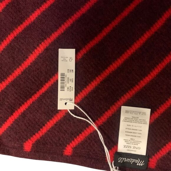 Madewell Red Striped Soft Merino Wool Waffle-Knit Bandana - Picture 4 of 4